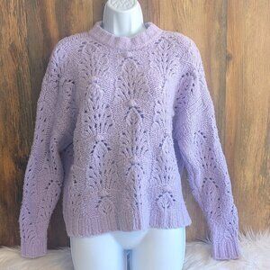 Aerie Oversized Lilac Chunky Mock Neck Knit Sweater XS
